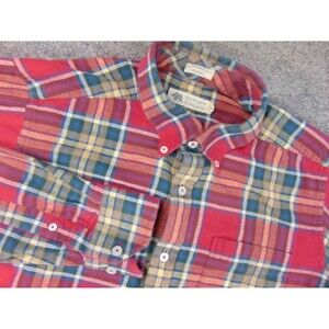 Onward Reserve Flannel Shirt Mens Med Red Green Plaid Camping‎ Outdoors